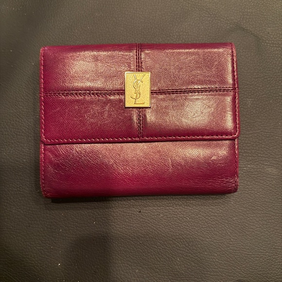 Vintage Yves Saint Laurent Leather Bi-Fold Wallet - Burgundy - Picture 6 of 6